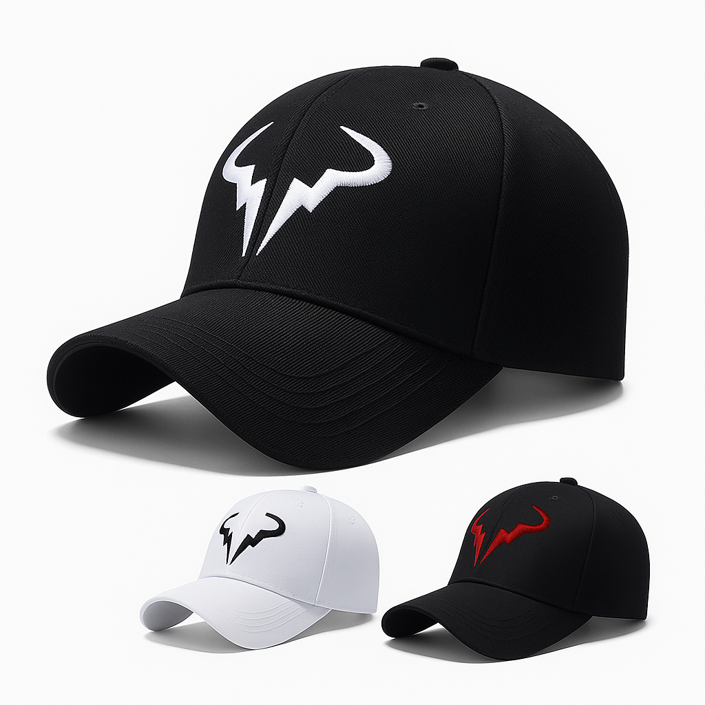 Schwarze Baseball Cap – Weißes Bullenhorn-Logo