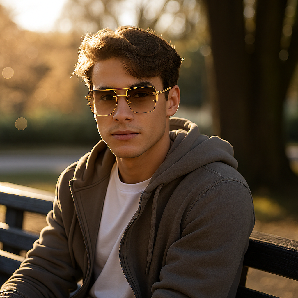 Vintage Sonnenbrille Unisex – Randlos, UV400, Doppelsteg