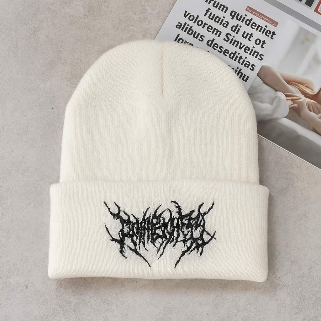Winter Beanie – Warme Strickmütze im Gothic Streetwear Stil | Acrylmütze für Damen & Herren