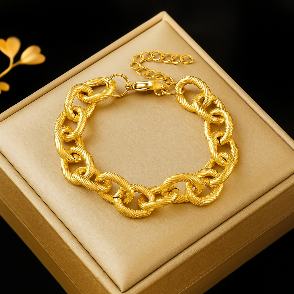 EILIECK Gold Cuban Chain Armband 316L Edelstahl – Trendy Punk Schmuck für Damen & Herren, Wasserdicht & Geschenkide