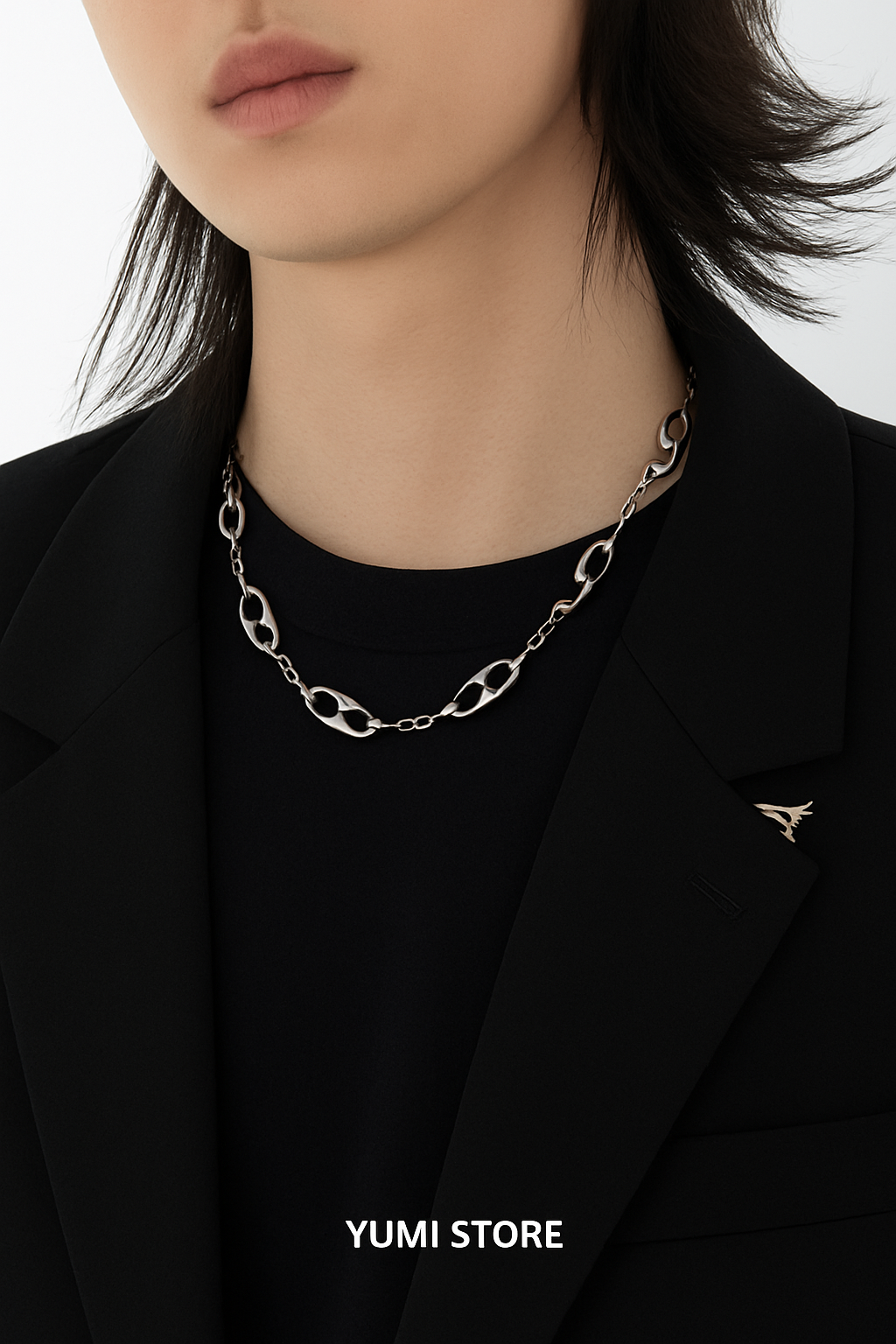 Titanstahl Halskette – Streetstyle Choker in Silber