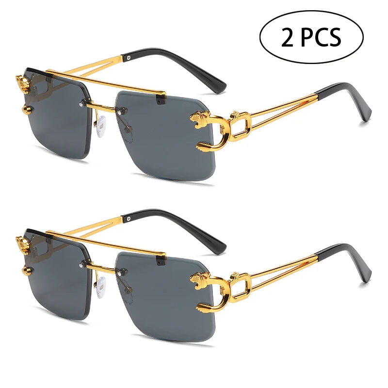 Vintage Sonnenbrille Unisex – Randlos, UV400, Doppelsteg