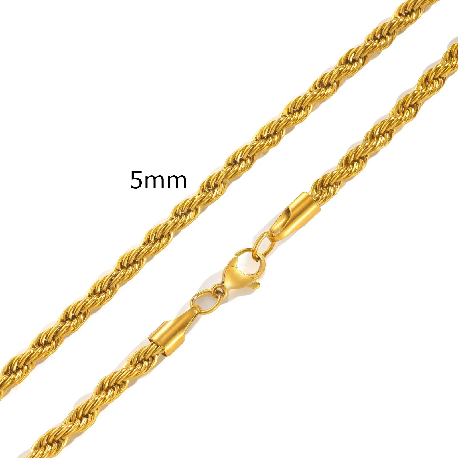 Twist Rope Kette – Edelstahl, 2–5 mm, Gold & Silber