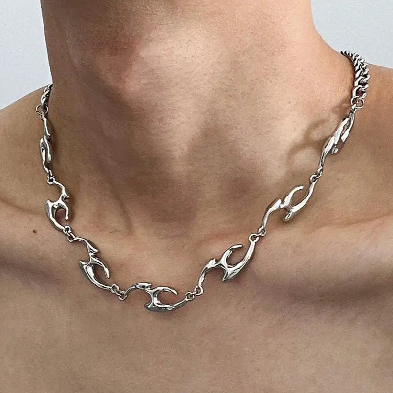 Titanstahl Halskette – Streetstyle Choker in Silber