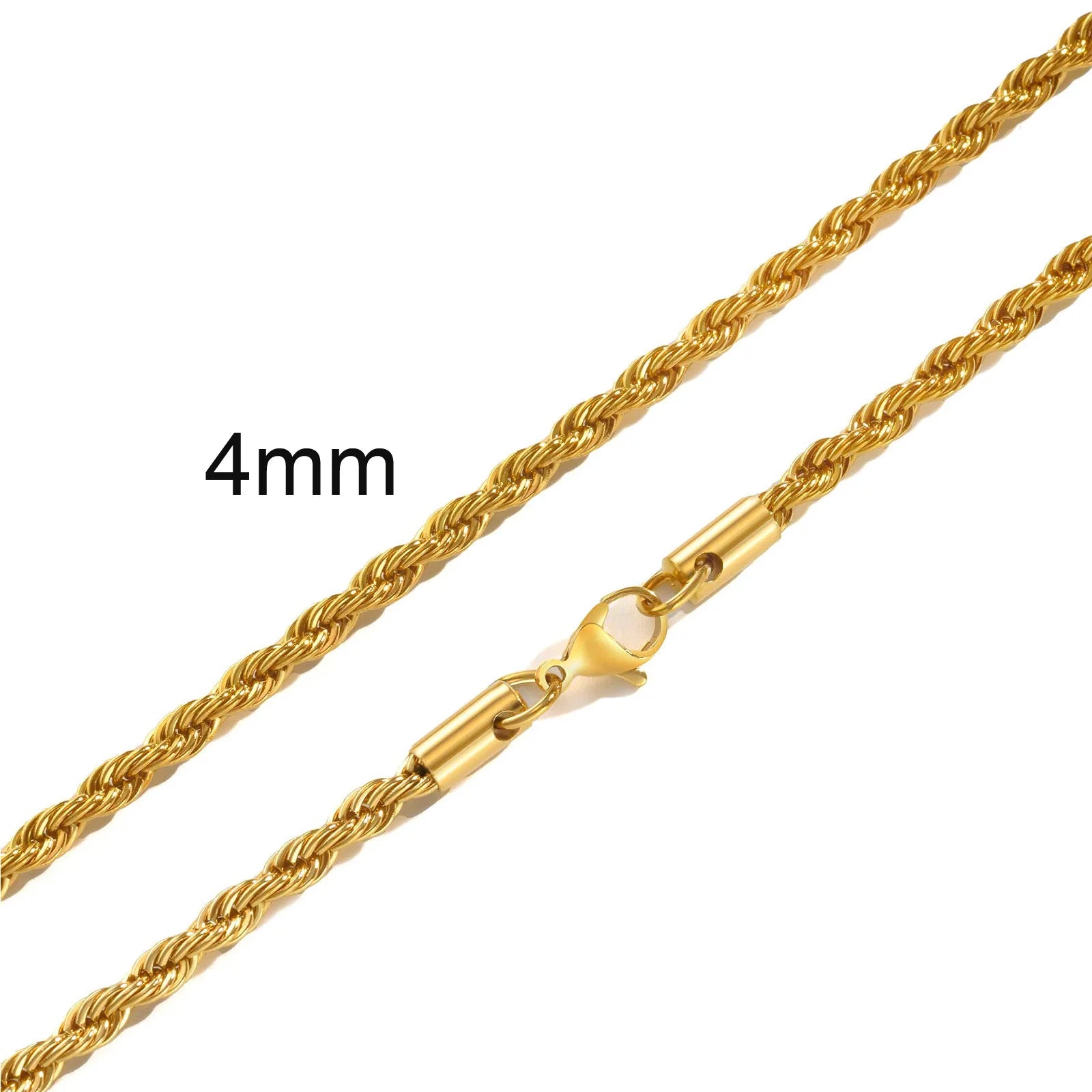 Twist Rope Kette – Edelstahl, 2–5 mm, Gold & Silber