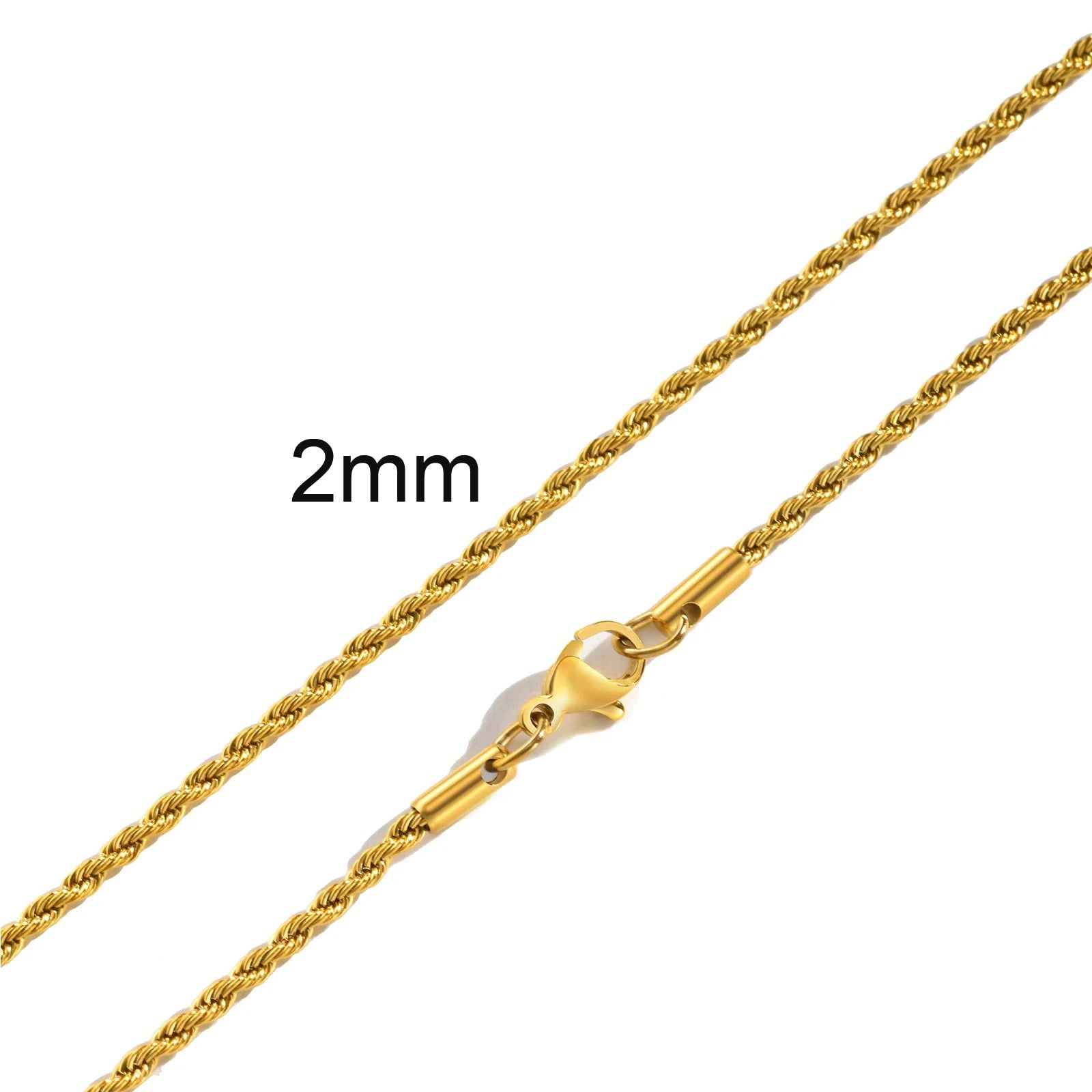 Twist Rope Kette – Edelstahl, 2–5 mm, Gold & Silber