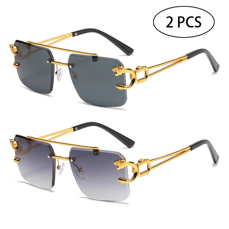 Vintage Sonnenbrille Unisex – Randlos, UV400, Doppelsteg